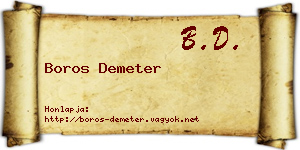 Boros Demeter névjegykártya